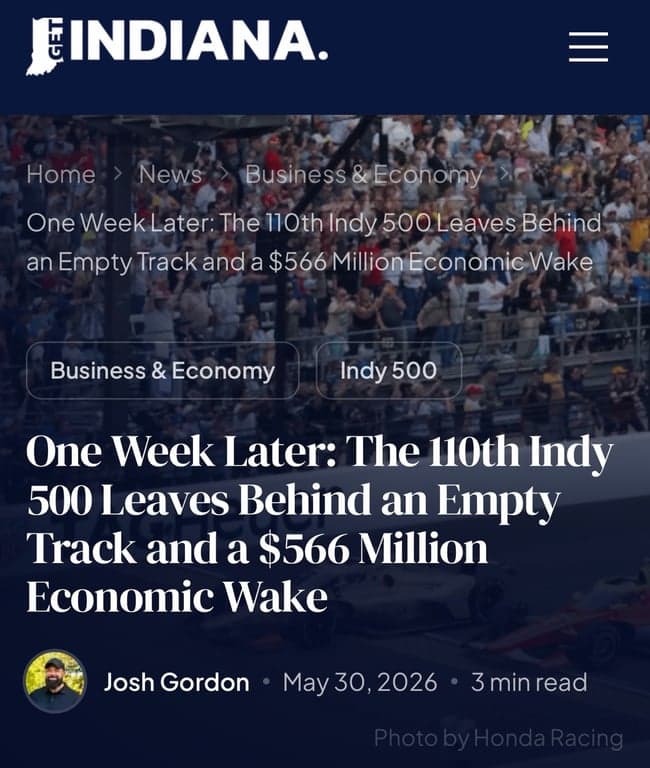 Learn about the Indy 500’s economic impact // getindiana.com

#hoosiers #indiana #midwest #indy500