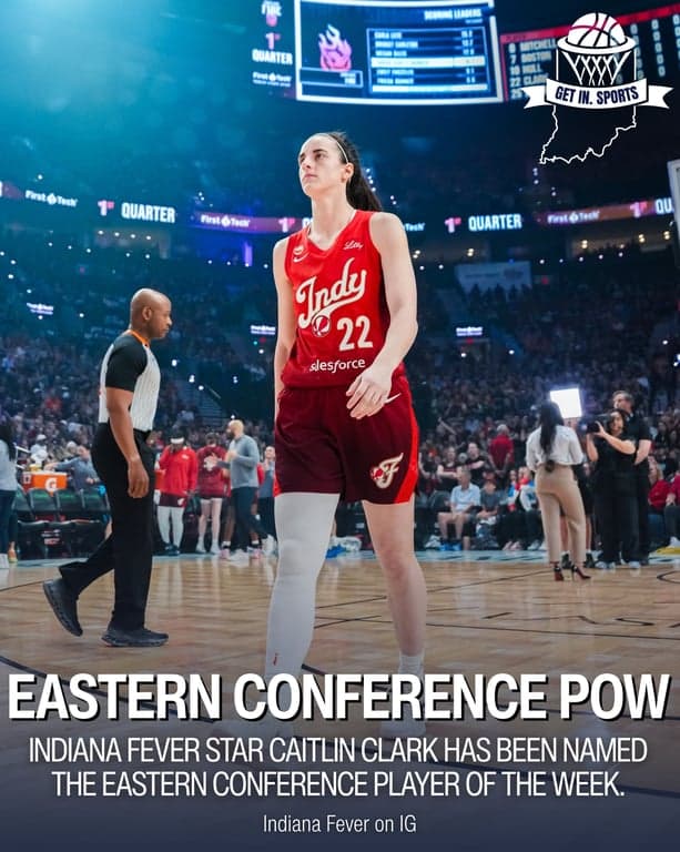 🏀 Indiana Fever star Caitlin Clark has been named the Eastern Conference Player of the Week 🔥

-

@indianafever @caitlinclark22 
#IndianaFever #Fever #CaitlinClark #WNBA #WomensSports