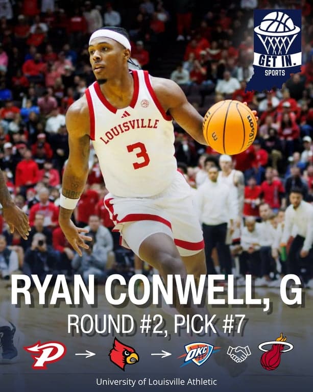 @louisvillembb Guard Ryan Conwell has been traded to the @miamiheat by way of the @okcthunder. Conwell is an graduate of Pike High School in Indiana.

@pike_red_devils 

-

#LouisvilleBasketball #OklahomaCityThunder #MiamiHeat #NBANews #NBADraft