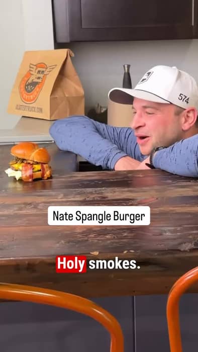 I’m giving out 20 free burgers at @clustertruck
Drop a comment on this video, follow me and @clustertruck and I’ll pick 20 people to send a code for a free Nate Spangle burger before lunch today! (You just tip the driver)
Trust me… at first glance people think the PB is weird but it’s actually amazing.
S/o to my friends at CT for letting me be part of Burger Bash this year. 20% of sales goes to benefit @iusimoncancercenter