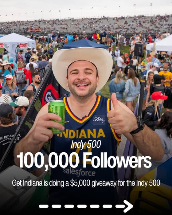 If @natespangle hits 100,000 follower before the Indy 500 we will give away $5,000 from Turn 3 in the infield!
How you can help:
1. Follow @natespangle
2. Tag your favorite Indiana brand in the comments
3. Share with a friend
See you at the race!